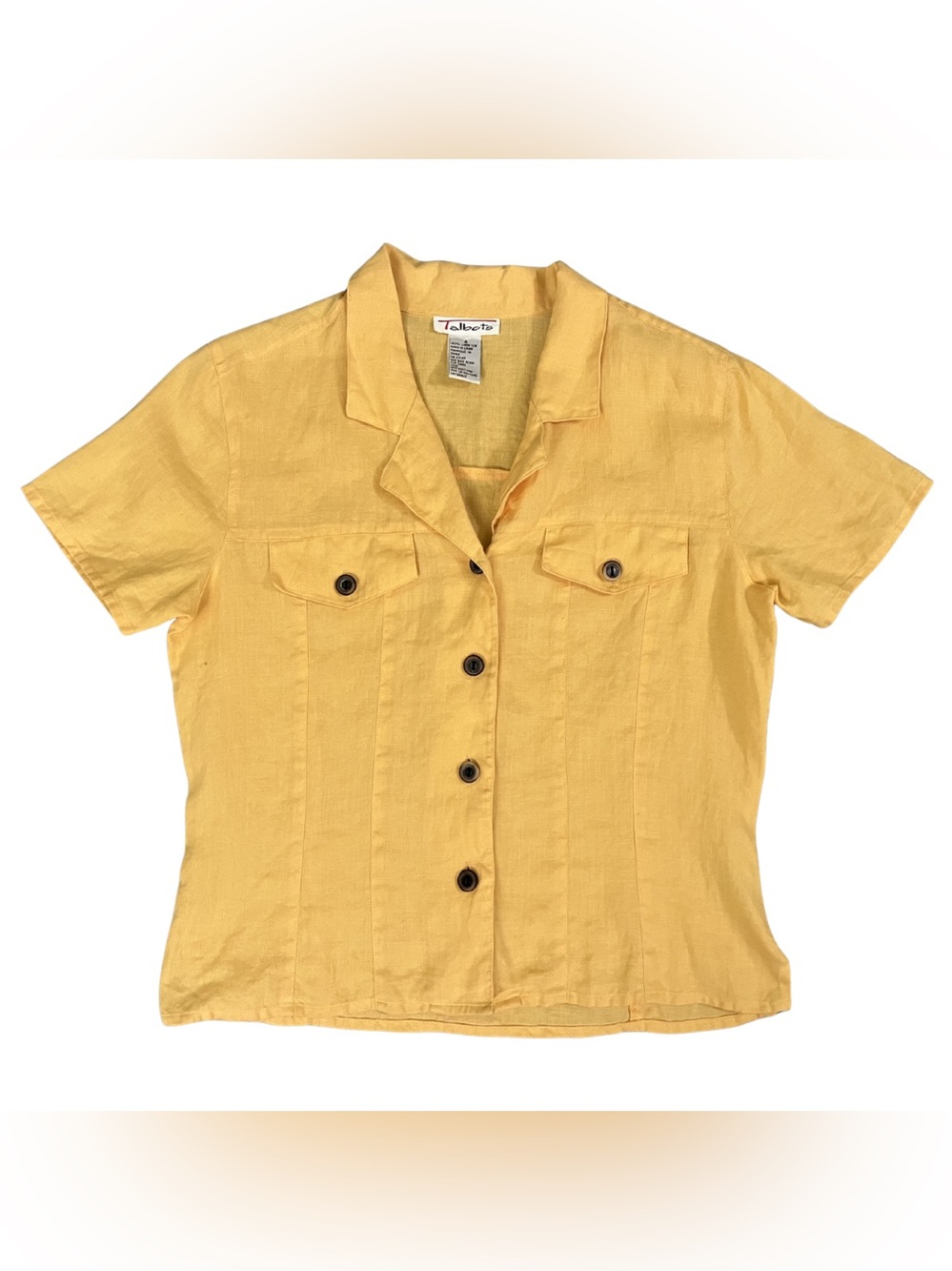 Talbots Vintage 100% Linen Top Womens 4 Button-Down Beachy Lagenlook Resortwear